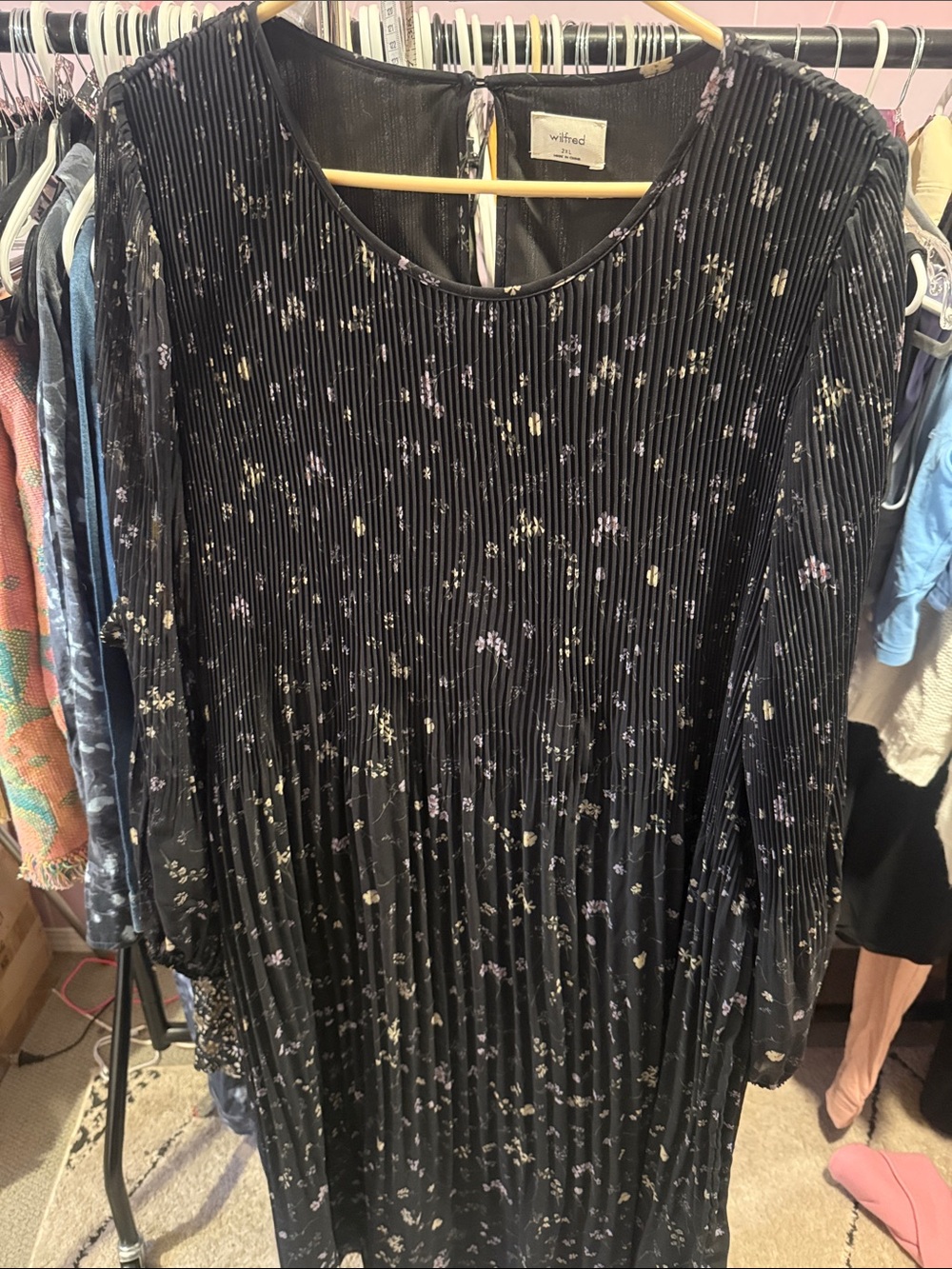 Wilfred daydreamer Dark Floral Long-Sleeve Tiered Dress midi 2XL - Picture 4 of 4
